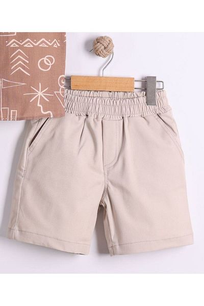 Pollito Boy's Symbol Pattern Linen Shirt Cotton Shorts 2-Piece Set