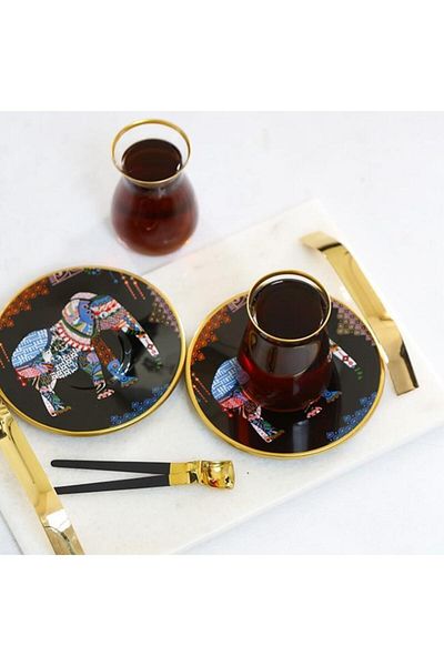 ASTERA Glore Nihavent Elephant Black Tea Set 12 Pieces for 6 People