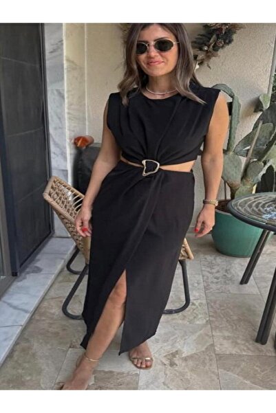 Gökkuşağı siyah elbise 1078