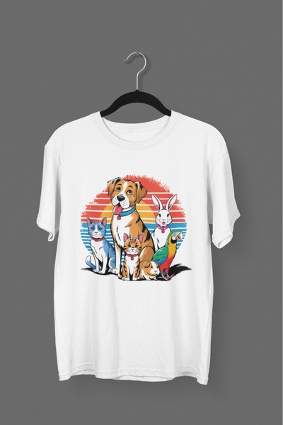 Butik BĂRBAȚI/FEMEI - ANIMALI - TRIOC CU MÂNĂ SCURTĂ CU Gât rotund, cu imprim...