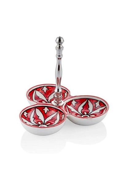 The Mia Corallo Snack Bowl Red 3 Compartments 19x19x19 cm CRL0020