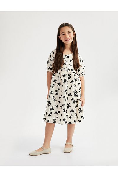 Koton Printed Floral cotton Dress with short sleeve