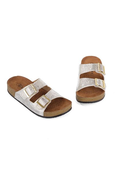 Vojo Γυναικείες παντόφλες Silvery Comfortable Sole Hospital Sea Pool Beach Gold