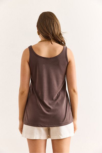 Olalook Women's Brown Strap Draped Modal Blouse Blz-19003011