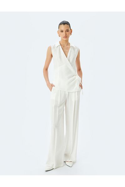 Koton off white Sleeveless Envelop Blouse