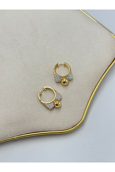 MyladyAccessoriess Topcuk and Zircon Stone Detail Hoop Earrings (Steel)