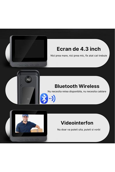 MaGeCa MaGeCa M13 Smart Video Doorbell, Wireless, 4.3 inch IPS Screen, HD Video Intercom