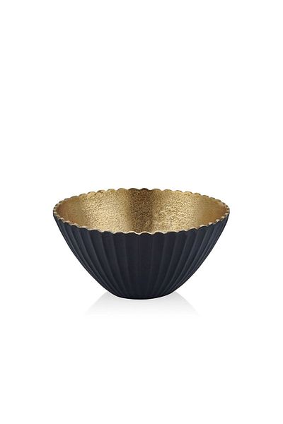 LAMEDORE Wavy Black Gold Decorative Medium Size Bowl 25X25X12 cm
