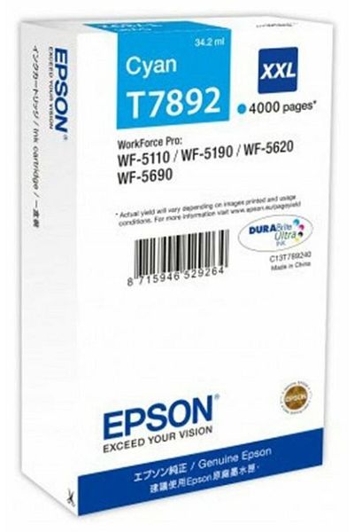 EPSON Original Epson Ink Cartridge T7892 / C13T789240, Cyan, 4000 pages
