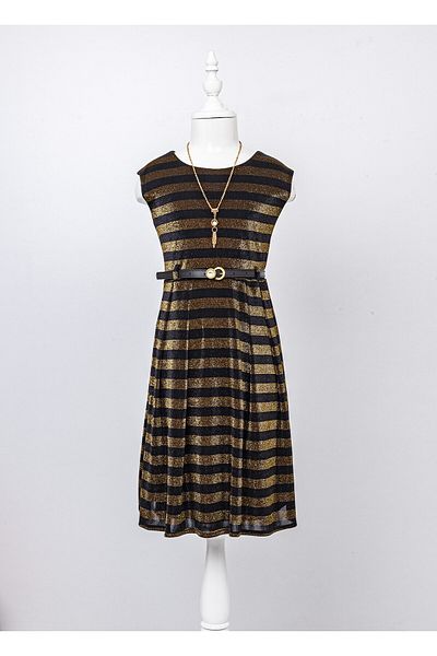 Besimo Kids Gilding Striped Dream Tulle Lined Wedding and Graduation Girl's Dress