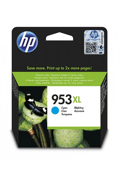 HP Original HP 953XL C / F6U16AE Ink Cartridge, Cyan, 1600 pages