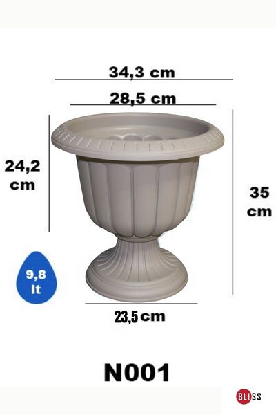Bliss Nergiz Dekoratif Sütlü Kahve Renk Ayaklı Saksı 9,8lt - Büyük Boy Saksı - Kapıönü Saksısı