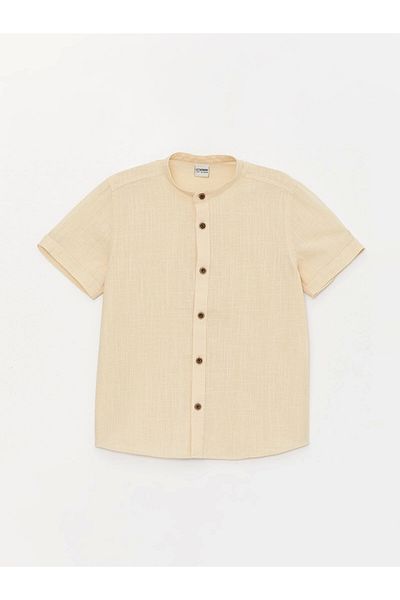LC Waikiki Lcw Kids Beige Judge Collar Basic Short Sleeve Boy's Shirt