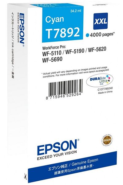 EPSON Original Epson Ink Cartridge T7892 / C13T789240, Cyan, 4000 pages