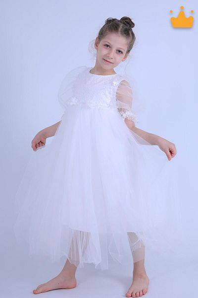 MİNİMONY Minimony 5-9 Years Girl's Dress - Balloon Sleeve, Holiday, Graduation Prom Evening Dress 5006