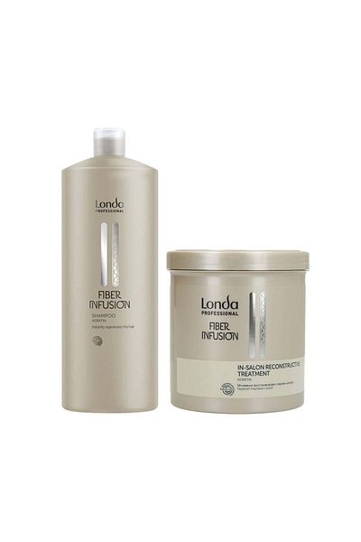 Londa Professional Pachet pentru păr deteriorat, Londa Professional, Șampon Fiber Infusion 1000ml + Tratament Fiber I
