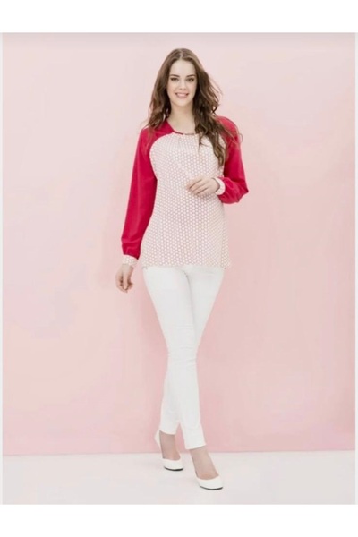 Desen Hamile Giyim Fuchsia Maternity Blouse with Metal Accessories