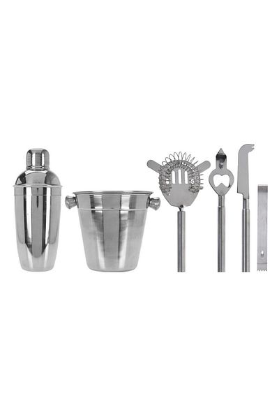 KRASINO Barbados bar accessories shaker set, stainless steel, 6 pieces