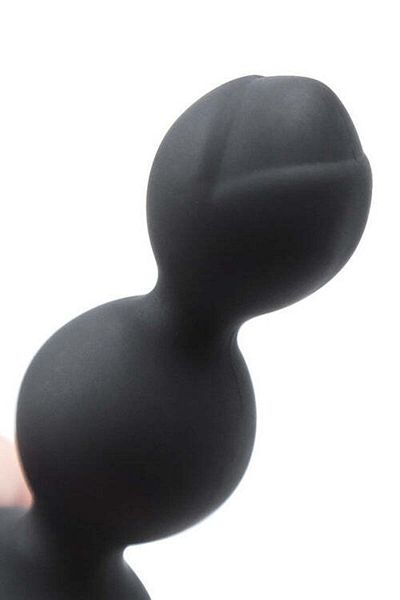 WildFashion Calus din silicon cu curea reglabila si bile anale, Negru TOY430-1