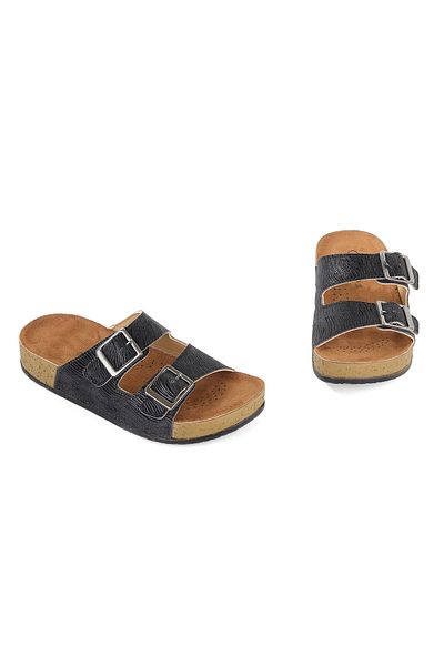 Vojo Γυναικείες παντόφλες Silvery Comfortable Sole Hospital Sea Pool Beach Μαύρες