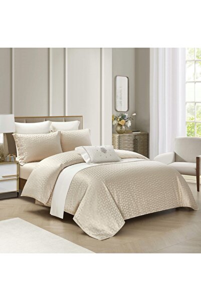 CHIRASO CHIRASO 4-Piece Satin Bedding Set, with Fitted Sheet 180x200, Elegant Design, Cream White