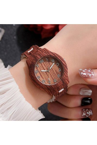 MACON Fashion Wristwatches Watches For Men Women Fashion Quartz Retro Wood Texture Quartz Watch.