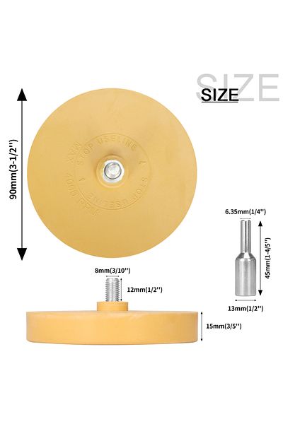 SI FANG 90mm Sifang Car Eraser Wheel Adhesive Remover Rubber Wheel, Smooth Power Drill Adapter, Paint Repair