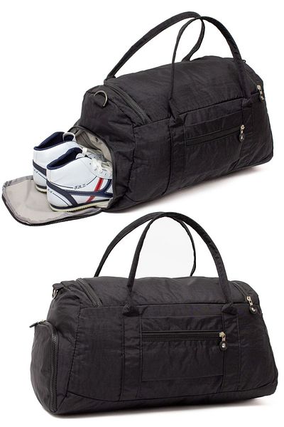 KAFF Black Waterproof Shoulder Strap Crinkle Fabric Shoes - 0818 Model Sports and Travel Bag with Compartments and Pockets