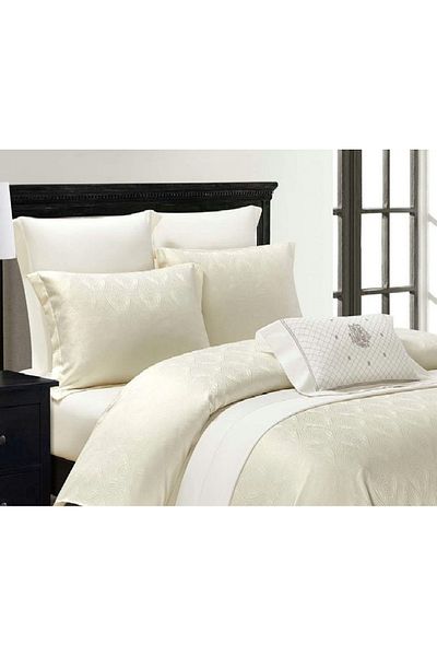 chiraso CHIRASO 4-Piece Satin Bedding Set, with Fitted Sheet 180x200, Elegant Design, white
