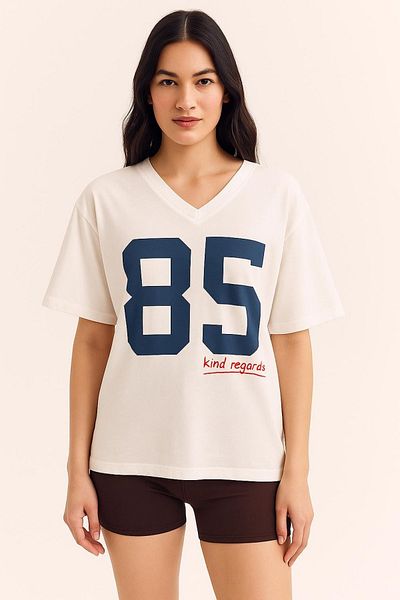HAKKE Two Thread V-Neck 85 Printed T-Shirt