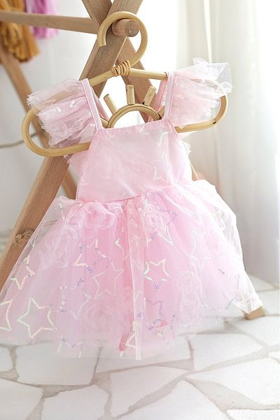 PİTABABY Tutu Star Patterned Baby Romper-Pink