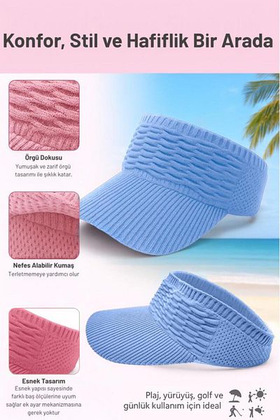 Lord Mountain Visor Sea Hat, Summer Hat Women's Knitted Textured Visor Hat