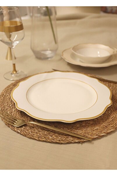 The Mia Jaswely 6'lı Beyaz Porselen Servis Tabağı 27 cm