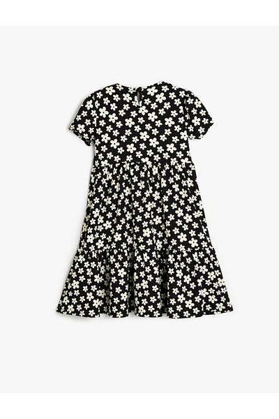 Koton Floral printed, short sleeve, round neck dress.