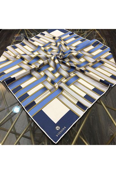 Vissona Μεταξωτό μαντήλι Indigo, Ασημί