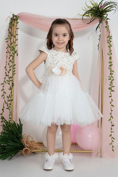 MİNİMONY 1-5 Years Old Student Jacquard Dresses Eid Graduation Wedding Dress and Evening Dress