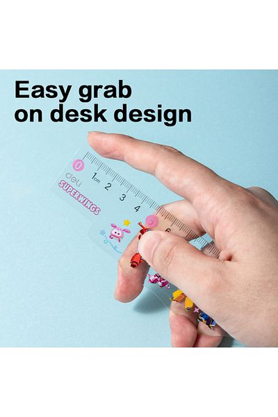 Deli EH658 Super Wings Ruler, 15cm Colorful Plastic, Yellow/Pink – For School & Crafts