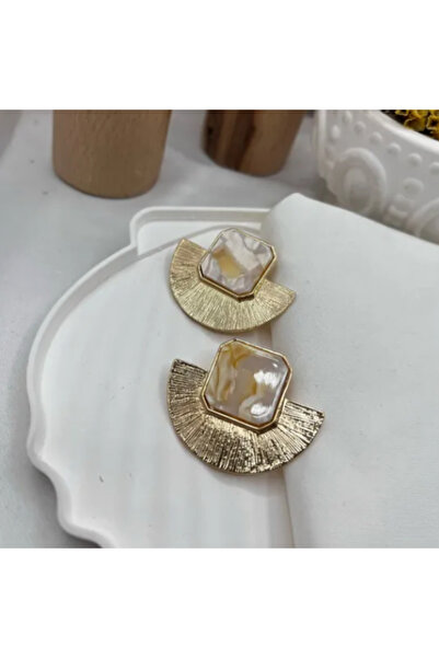 Daniela Savanna Glow - Desenli Geometrik Çelik Küpe