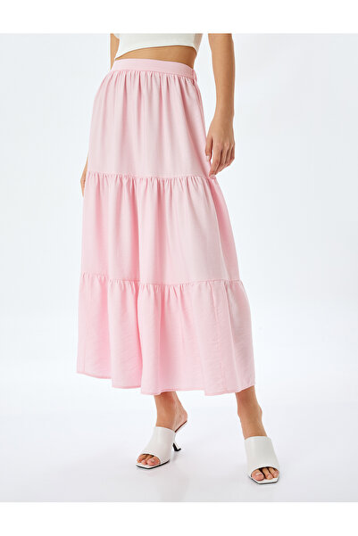 Koton Layered high rise maxi viscose skirt.