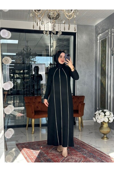 Zümra Tesettür Moda Burçin Elbise Siyah Siyah Beden 1-38-40
