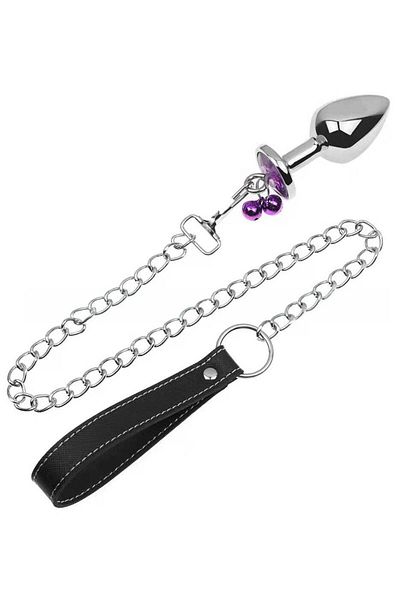 WildFashion Set 3 piese dopuri anale din metal inoxidabil cu piatra "diamond glow", Inox+Violet TOY414A-610