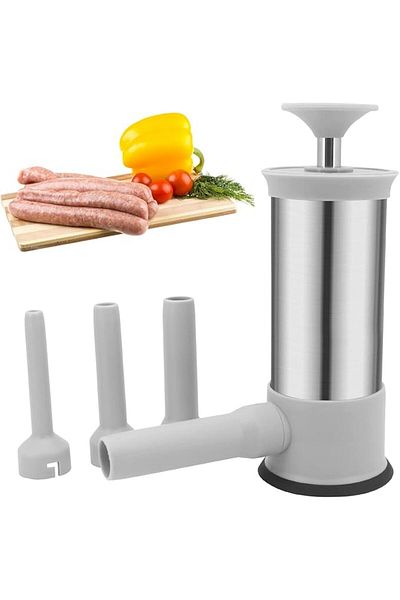 zola Manual sausage stuffer, Zola, 4 funnels, stainless steel, 25 × 9.5 cm