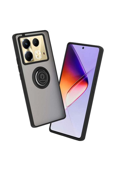 SKYDDAR INNOVATION Case for Infinix Note 40, Glinth with 360° Magnetic Rotating Ring, Black, sticker set