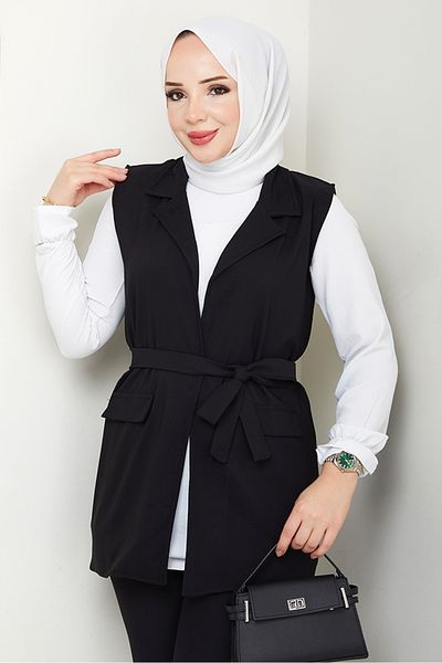 Bestenur Niyar Vest Pants Double Set 1530 - Black