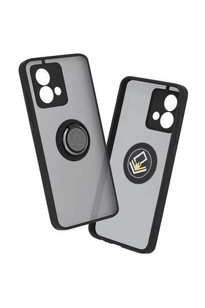 SKYDDAR INNOVATION Case for Motorola Moto G84, Glinth with 360° Magnetic Rotating Ring, Black, sticker set