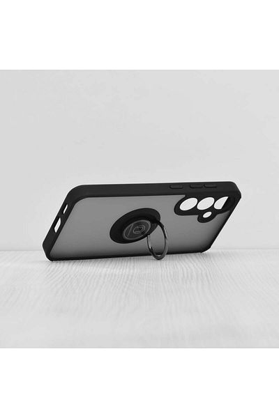 SKYDDAR INNOVATION Case for Samsung Galaxy S24, Glinth with 360° Magnetic Rotating Ring, Black, sticker set