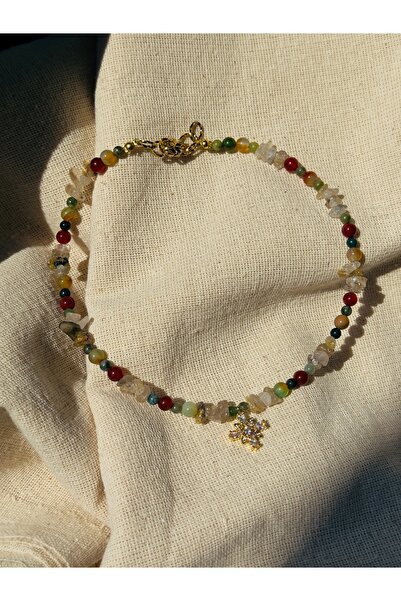 Medusa Accessories قلادة من الحجر الطبيعي من هيستورياس، قلادة من حجر العقيق والياقوت والكوارتز الروتيل