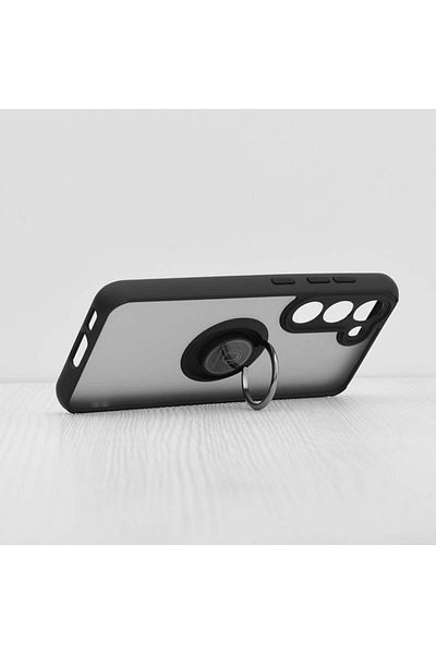 SKYDDAR INNOVATION Case for Samsung Galaxy S23, Glinth with 360° Magnetic Rotating Ring, Black, sticker set