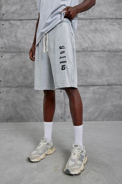 NOMARC Gray Donedora Written Washed Shorts