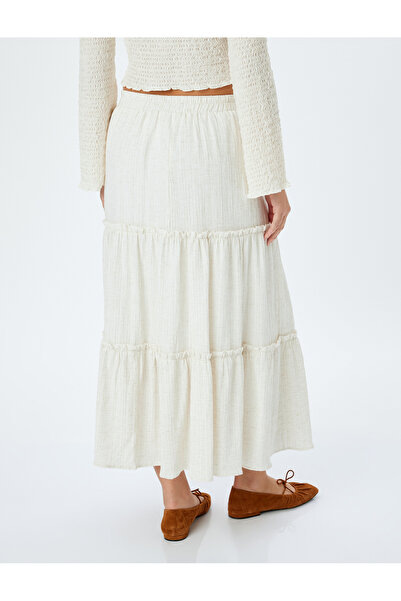 Koton High-rise maxi skirt with linen blend.